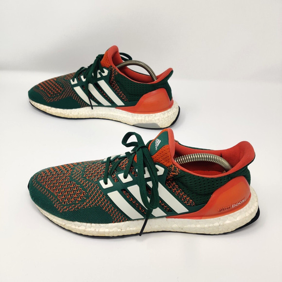 Adidas UltraBoost 1.0 PE Miami Hurricanes Sneakers Size 9.5 Green Orange AQ7847 main image 6